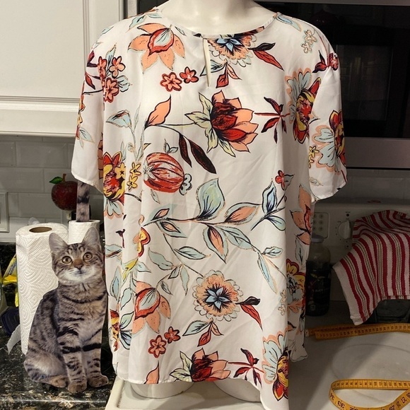 Z women's Van Heusen casual floral short sleeve plus size top XXL - Picture 1 of 4